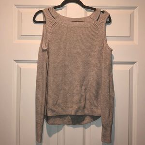 Open Shoulder Cream Sweater